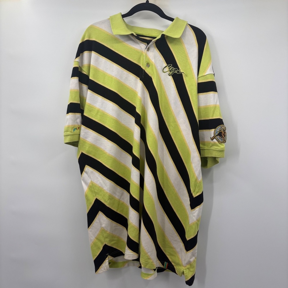 Coogi Mens Size 3XL Polo Shirt Striped Short Sleeve Hip Hop Y2K Cotton